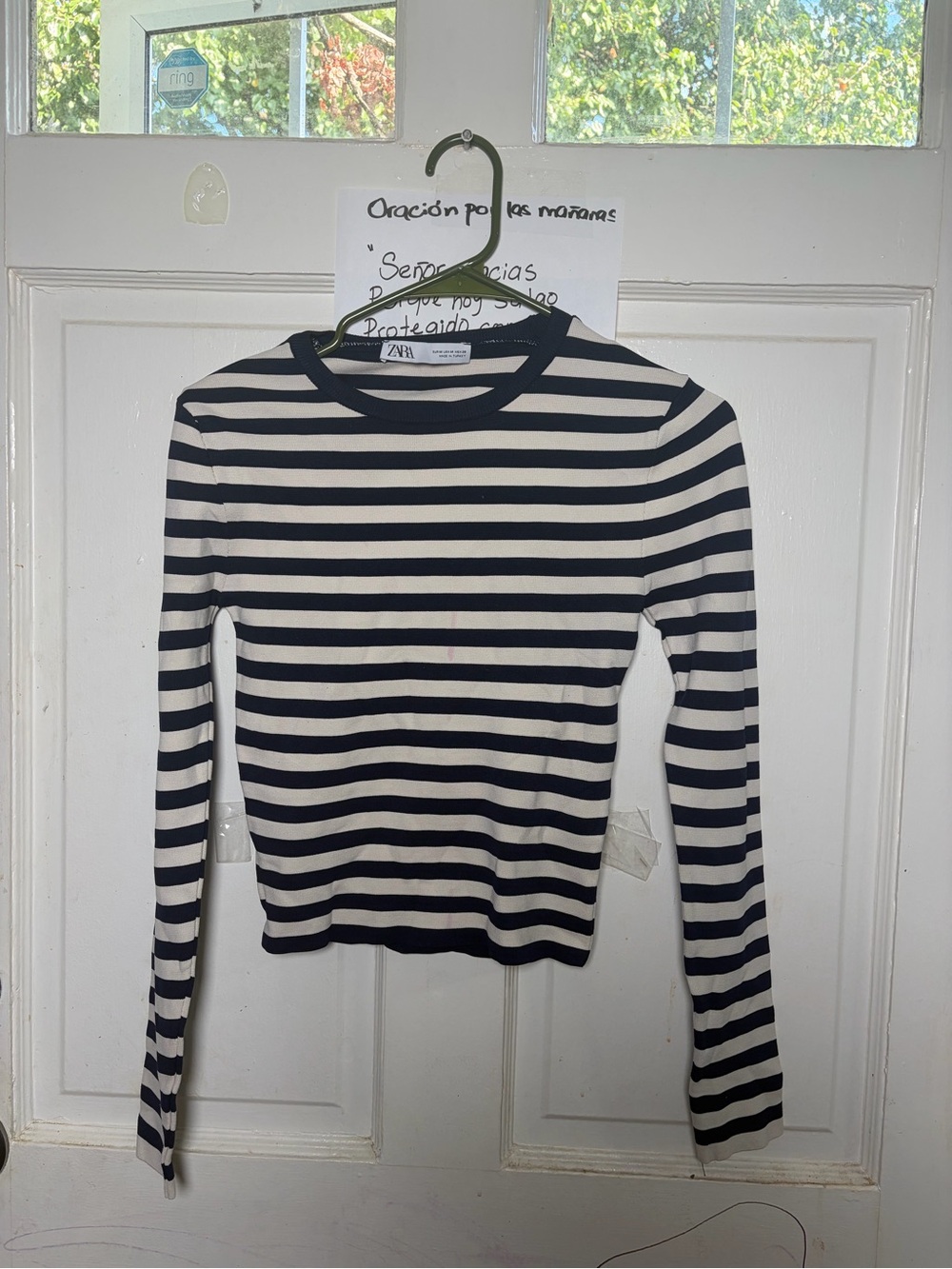 ZARA Navy and White Striped Long-Sleeve Tee